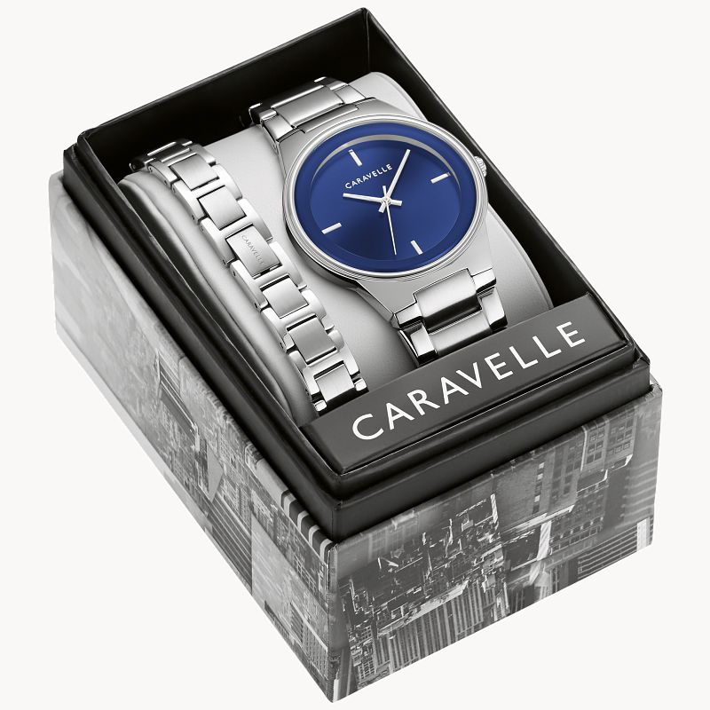 Blue Dial Stainless Steel Bracelet Box Set 43K101 | Bulova Blue Dial Stainless Steel Bracelet Box Set 43K101 | Bulova